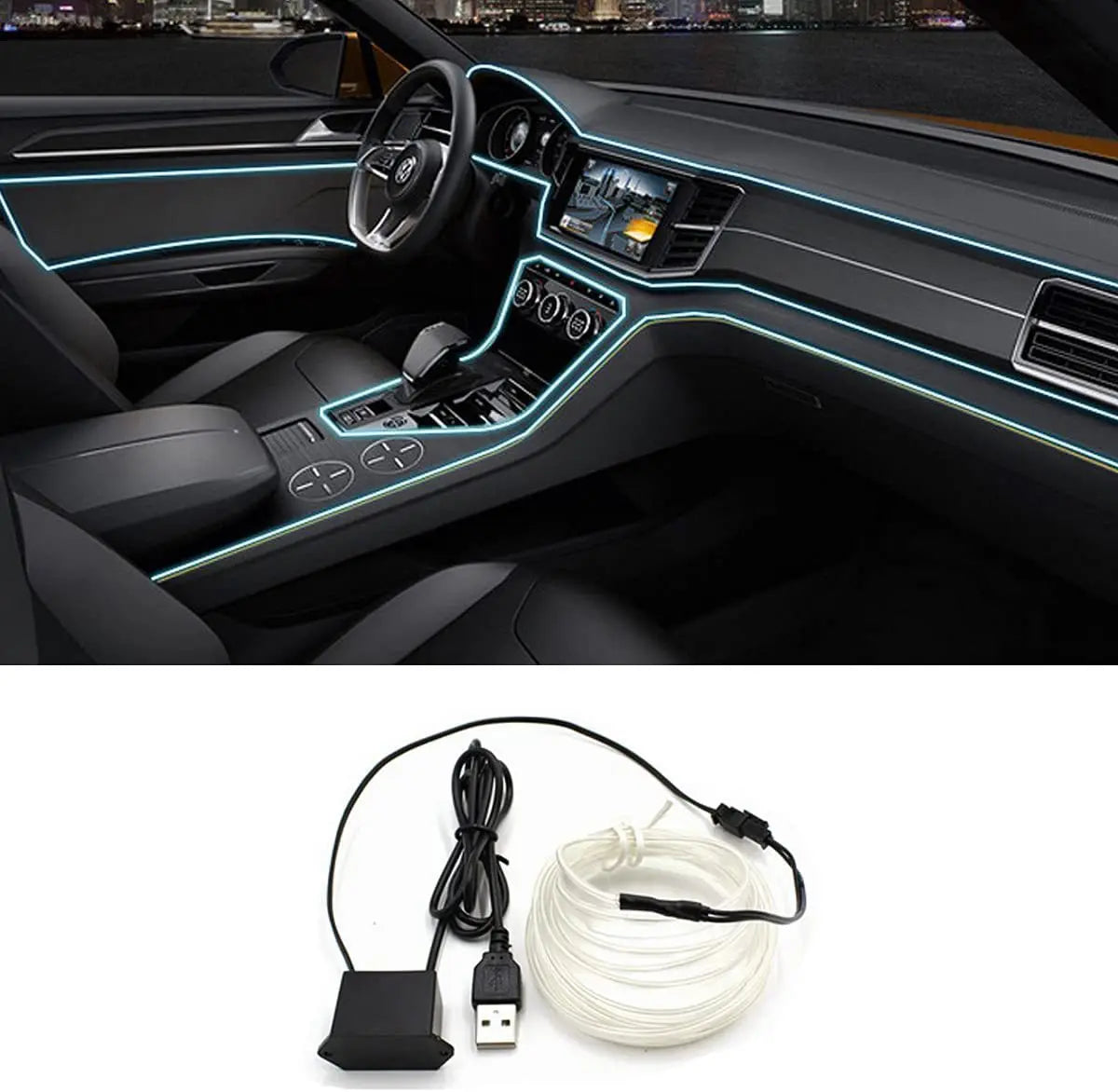 2M/3M/5M LED Car Interior Decoration Light EL Wiring Neon Strip For Auto DIY Flexible Ambient Light with USB Drive Ambient Lamp