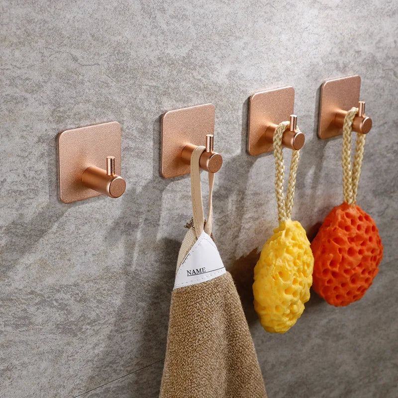 Adhesive Wall Hooks Towel Key Cloth Coat Rack Door Bathroom Robe Hanger Kitchen Bag Sticky Hook Organizer For Hanging Hat