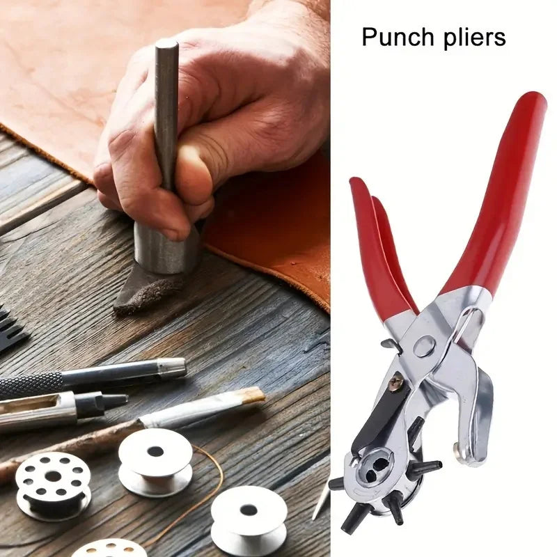 Multi-function Leather Belt Hole Punch Plier Useful Round Hole Punching Machine Watchband Strap Leathercraft Household Hand Tool