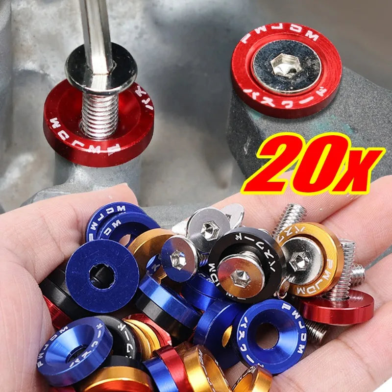 JDM Fender Washers M6 Bolt Set Car Modification Gasket Screw Fender Bumper Engine Aluminum Concave Screws Hex Fastener for Honda