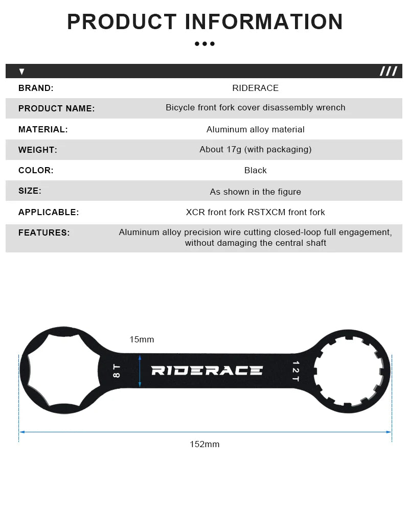 RIDERACE Fahrrad-Vorderradgabel-Schlüssel-Schlüssel für Suntour XCM XCR XCT RST Mountainbike-Werkzeug zum Entfernen und Installieren der Federungskappe 