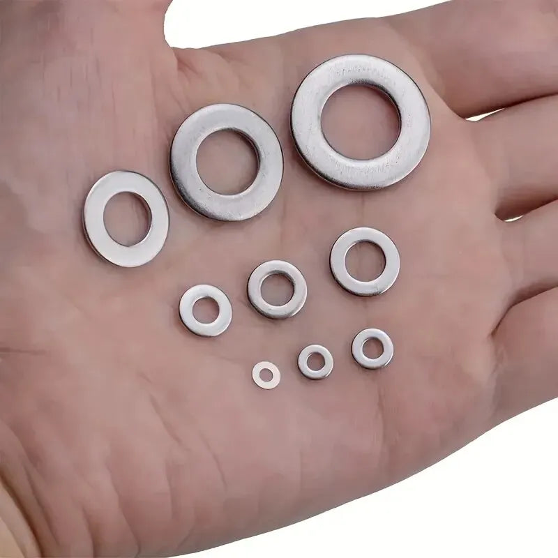 360/580pcs 304 Stainless Steel Flat Washers Set, Perfect For Home Decor, Factory Repair, Kitchens, Shops & More