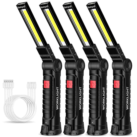 Neue tragbare COB-LED-Taschenlampe, wiederaufladbar über USB, Arbeitslicht, magnetische Lanterna, Hängelampe mit eingebautem Akku, Camping-Taschenlampe 