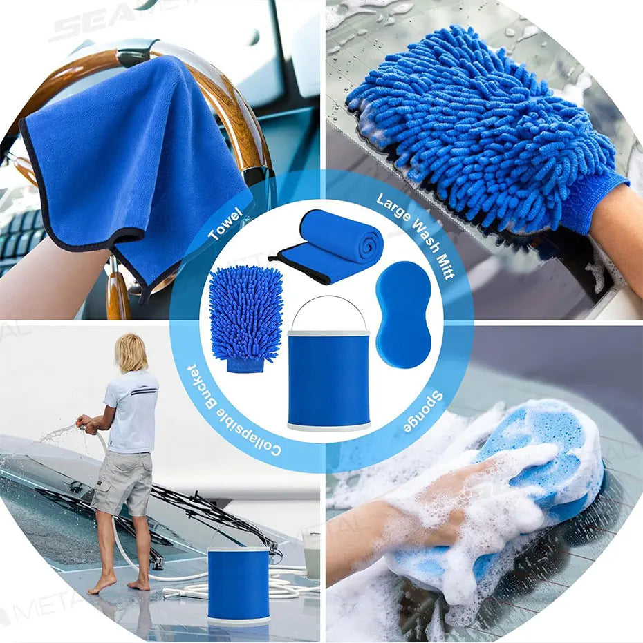 SEAMETAL 5/13PCS Car Detailing Brush Set Multifunctional Detail Brushes Sponge Towel Auto Cleaning Kit for Car Wash Maintenance