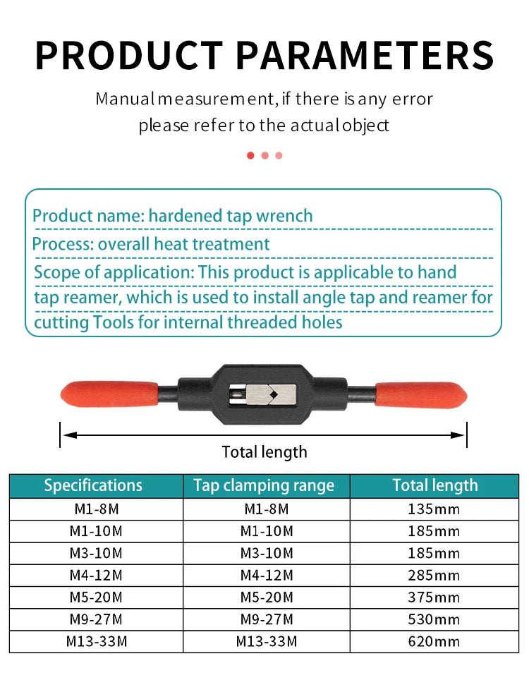 Adjustable Tap Wrench Handle for M1-M8~M9-M27 Metric Taps Superhard High Carbon Steel Tap Reamer Hand Threading Tools