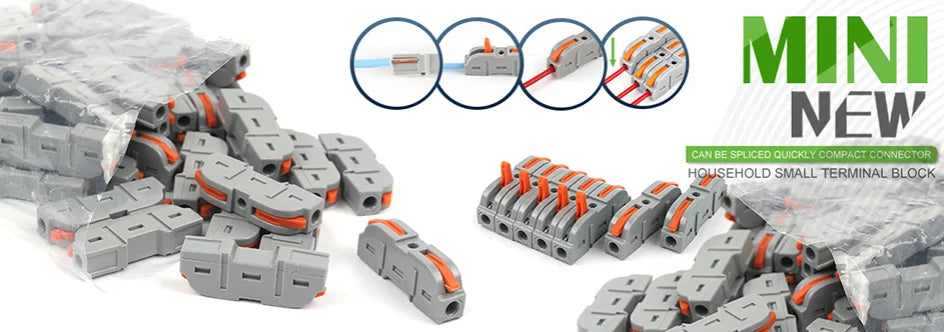 Mini connecteurs de câblage rapide répartiteur compact universel connecteur de conducteurs enfichables pour câbles électriques avec bornier à levier 