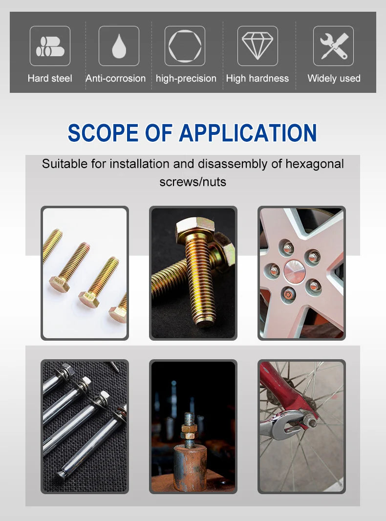 Clé hexagonale intérieure à douille puissante Tournevis à poignée hexagonale Tige d'extension de douille Tournevis pneumatique Ensemble d'outils d'insertion 