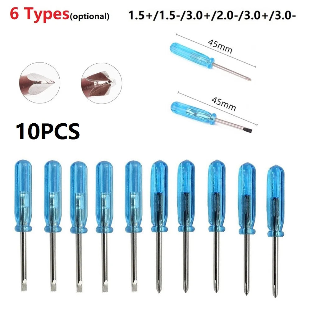 10pcs Mini Slotted Cross Screwdrivers Portable Screw Driver For X-Box Laptop Repair Tool Hand Tool 1.5+/1.5-2.0+/2.0-/3.0+/3.0-