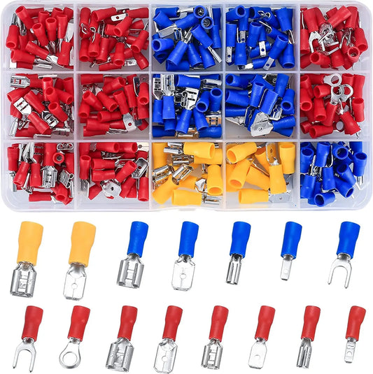 280pcs Wire Connector Kit Male Female Insulated Terminals Cold Crimp Terminals Assorted Crimp Terminals Spade Butt Connector Kit