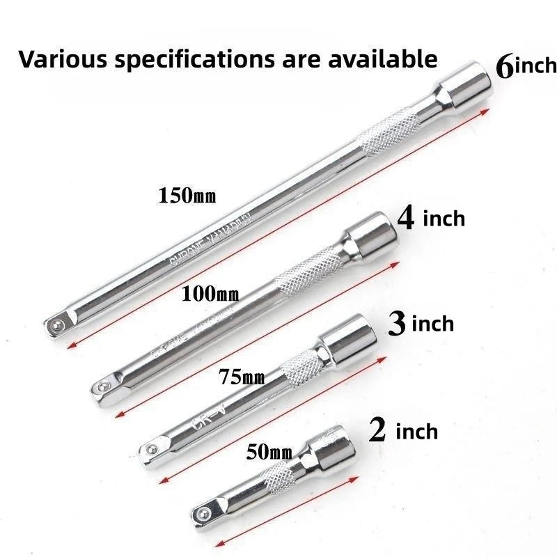 Socket Ratchet Wrench Extension Bar 1/4\" 50/75/100/150mm Ratchet Wrench Socket Extender Hand Adjustment Hand Tools