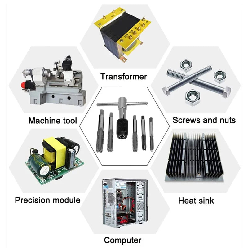 M3/M4/M5/M6/M8 Tap Set With Twist Drill Bits And Wrench T Type Machine Hand Screw Thread Taps Reamer hand drill screw Tool Drill