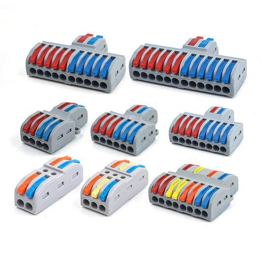 Quick Electrical Connectors Universal Compact Push-in Conductor SPL Splitter Wiring Cable Connector Butt Terminal Block AWG28-12