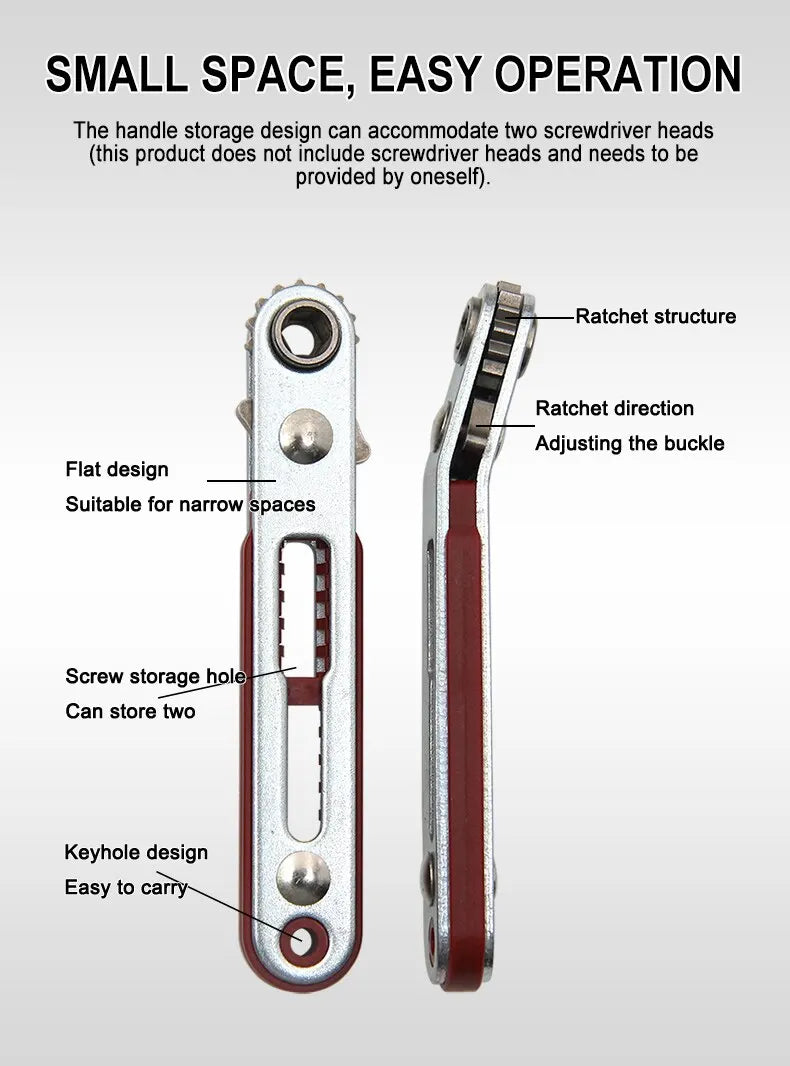 Multifunctional Bidirectional Forward and Reverse Ratchet Screwdriver Elbow Flat Head Wrench Cross Screwdriver Slotted Tool - ToolFlx