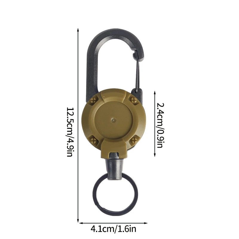 1pc Steel Wire Tactical Automatic Retractable Buckle Rope Camping Supplies Anti-theft Elastic Keychain Carabiner Buckle Rope캠핑용품