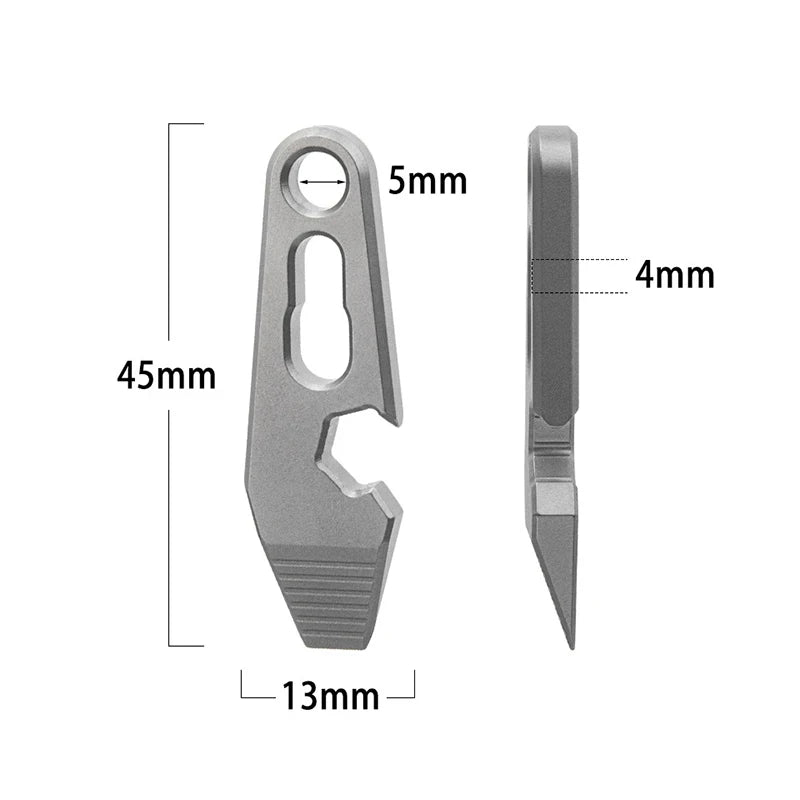 8 EN 1 MINI TC4 Alliage de Titane Crowbar Décapsuleur Échelle Graduée Clé Hexagonale EDC Outils Extérieurs Équipement de Camping Multifonction 