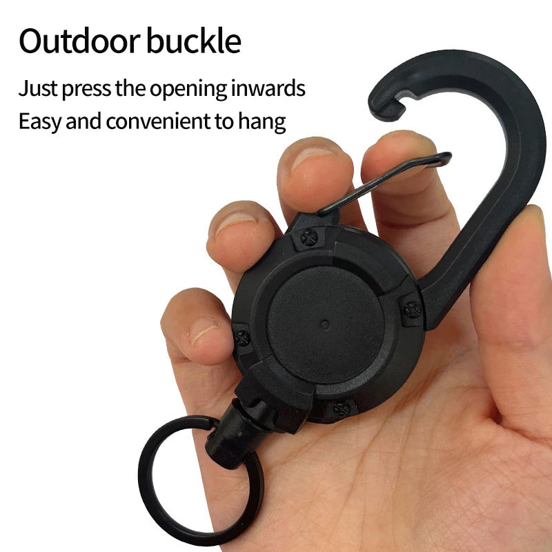 1pc Steel Wire Tactical Automatic Retractable Buckle Rope Camping Supplies Anti-theft Elastic Keychain Carabiner Buckle Rope캠핑용품