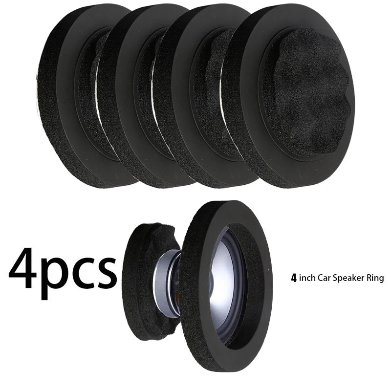 4PCS 4/5/6.5 Inch Car Speaker Sound Insulation Ring Cotton Bass Door Trim Soundproof Auto Interior Accessories Foam Universal