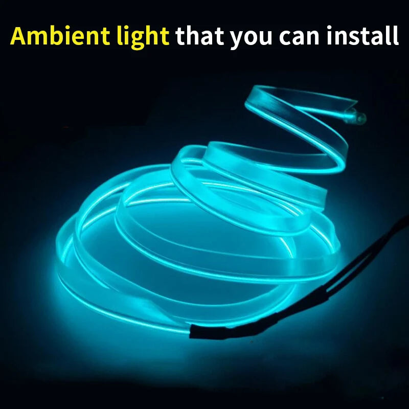 5m Car Interior Atmosphere Lighting LED Strip 5V DIY Flexible EL Cold Light Line Tube With USB Auto Decoration Ambient Lamp