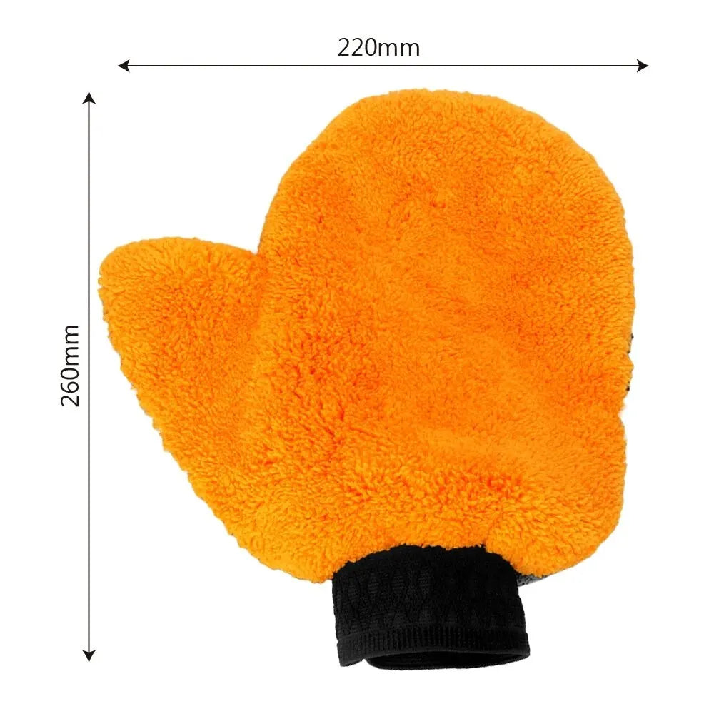 Soft Car Washing Gloves Double-sided Fleece Microfiber Chenille Drying Cloth Car Body Window Tire Cleaning Glove Thicken