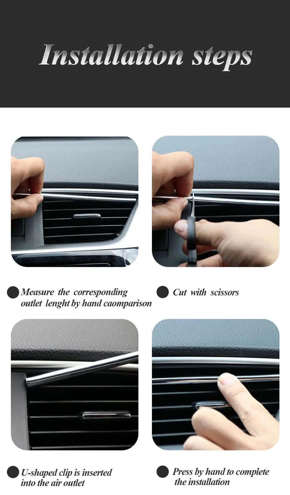 10Pcs 20cm Car Air Conditioner Outlet Decorative U Shape Moulding Trim Decor Strips Car Styling Car Door Edge Corner Protector