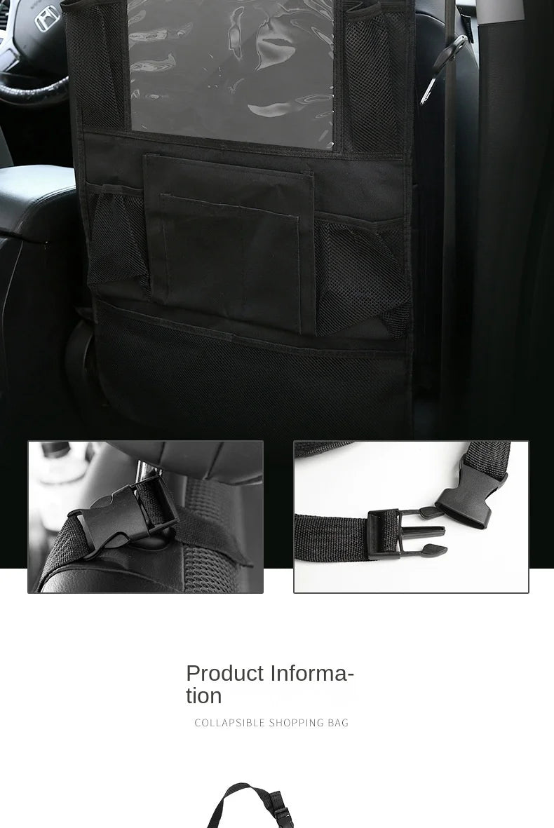 Car Back Seat Organizer with Touch Screen Tablet Holder Automatic Storage Pocket Protector for Travel