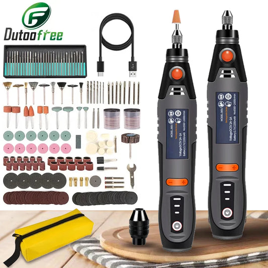 USB Cordless Rotary Tool Dremel Drill Engraving Pen Electric 3 Speed Mini Wireless Drill with Accessories Set 8500r-21000rpm