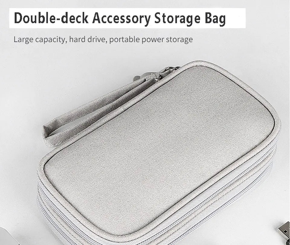 Data Cable Storage Bag Waterproof Portable Carry Case Multi-Layers Storage Bag Travel Organizer Bag for Cable Cord USB Charger