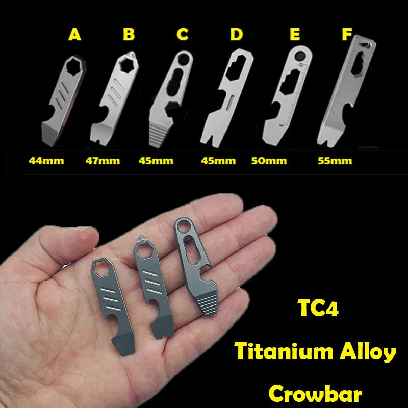 8 EN 1 MINI TC4 Alliage de Titane Crowbar Décapsuleur Échelle Graduée Clé Hexagonale EDC Outils Extérieurs Équipement de Camping Multifonction 