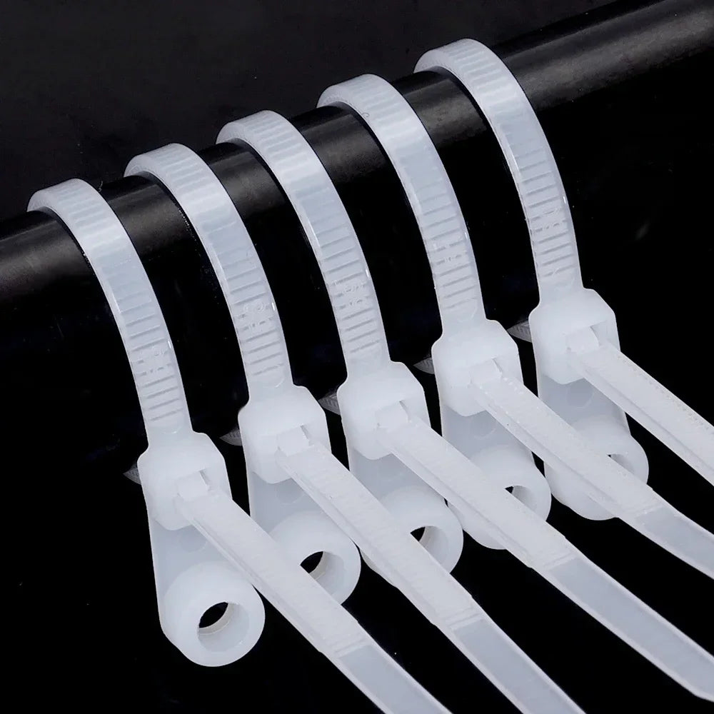 Creative Nylon Cable Ties with Screw Hole Mount Self Locking Loop Wrap Bundle Ties Strap DIY Office Cables Wire Fasten Organizer