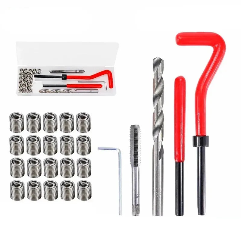 25/75/131pcs thread repair kit M2-M16, used to repair damaged thread monkey wrench Fried Dough Twists bit hand tool