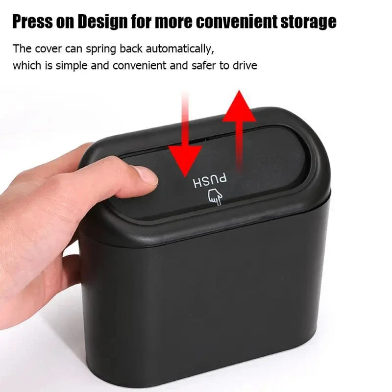 Universal Organizer Car Clamshell Trash Bin Hanging Vehicle Garbage Dust Case Storage Box Black ABS Square Pressing Trash Can 6P