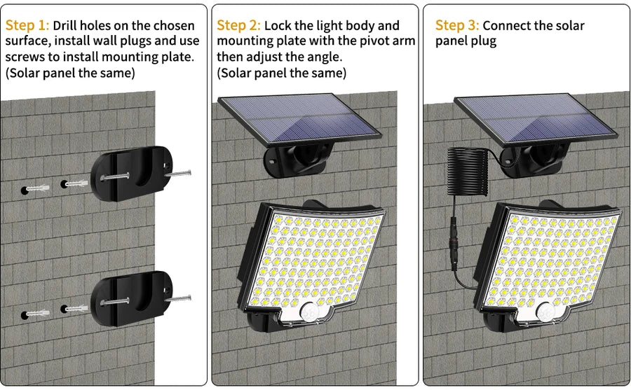 106/318 LED Solar Light Outdoor 328 LED Spotlights IP65 Waterproof Motion Sensor Human Solar Flood Security Lights 3 Modes