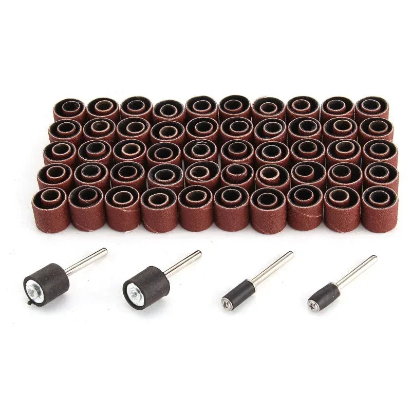 104PCS Box Sanding Bands Drum Abrasive Tools for Woodworking Sleeve Grit Mandrel Dremel Rotary Nail Polish Removal Accessories