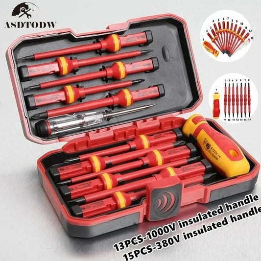 1PC/15PCS 380V/13PCS 1000V Changeable Insulated Screwdriver Set And Magnetic Slotted Bits Repair Tool Electrician Tools - ToolFlx