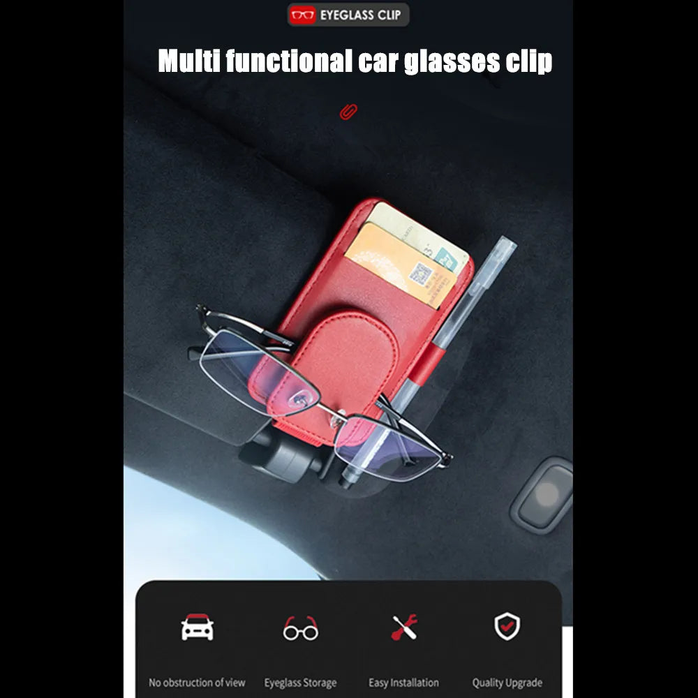 Creative Car Interior Leather Car Glasses Clip Multifunctional Sunshade Storage Clip Sunglasses Clip