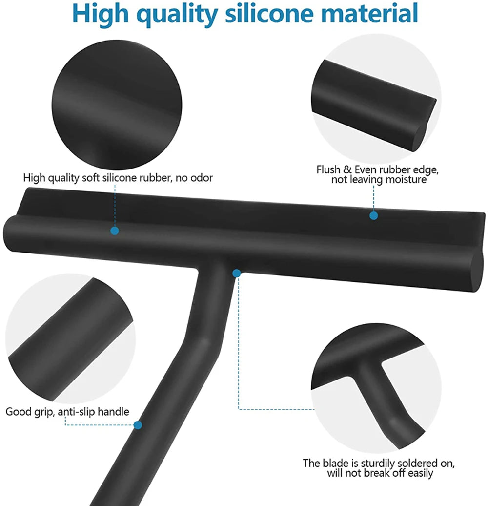 Duschabzieher, Glaswischer, Schaber, Duschabzieher-Reiniger mit Silikonhalter, Badezimmerspiegelschaber, Glasreinigung 