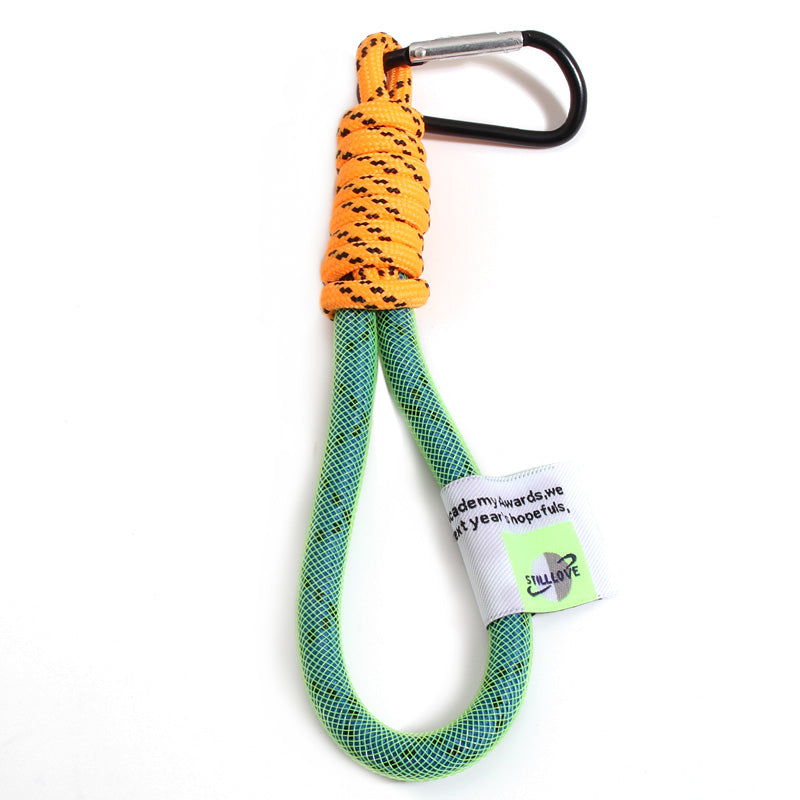 Creative Iridescent Braid Rope Keychain Carabiner Key Ring For Backpack Pendant Accessorie Hanging Cord Jewelry