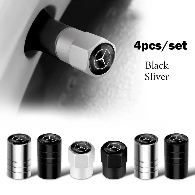 4Pcs Styling Wheel Tire Valve Air Stem Cap Duust Covers For Mercedes Benz W206 Class C200L CLA GLA W203 W220 W213 W211 W212 W201