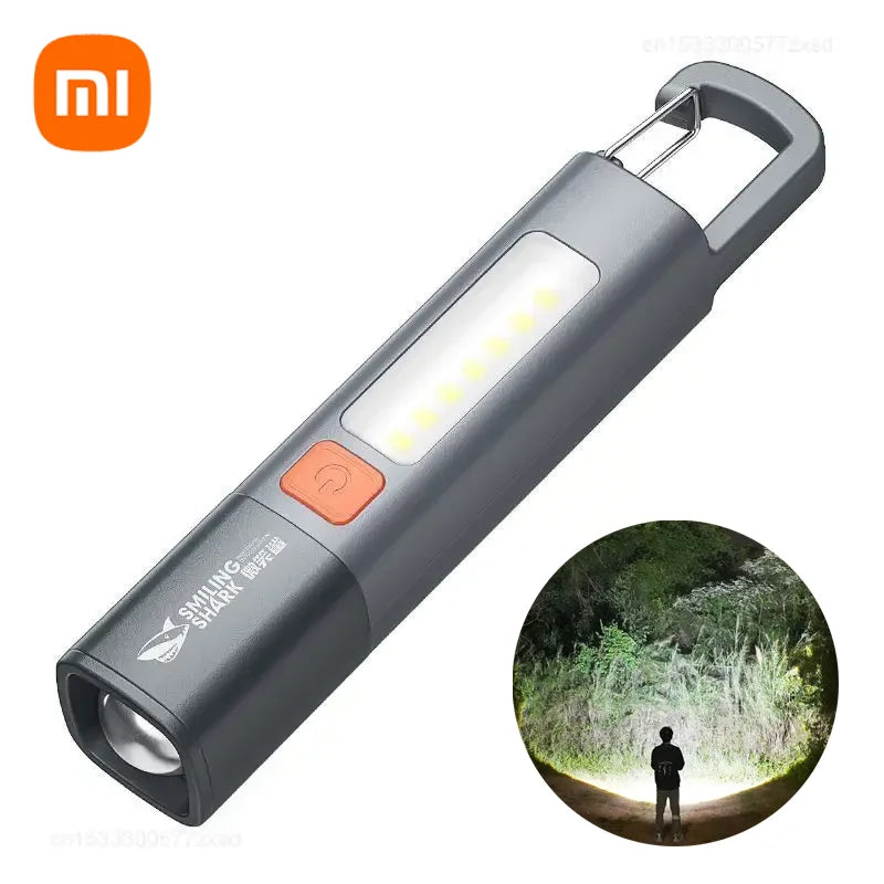 Xiaomi Outdoor-Taschenlampe, tragbar, starkes Licht, variabler Fokus mit Flutlicht, Seitenlichtern, Mini-Taschenlampe, hohe Helligkeit 