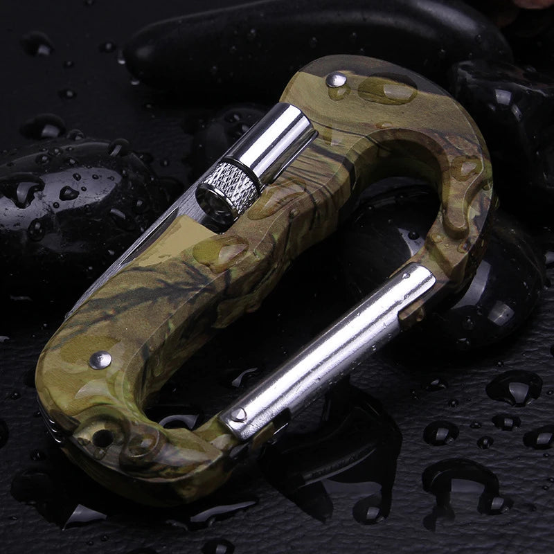 Outdoor Edc Multi Tool Tactical Camo Camping Climbing Carabiner Parachuting Hook Knife Led Mountaineering Buckle