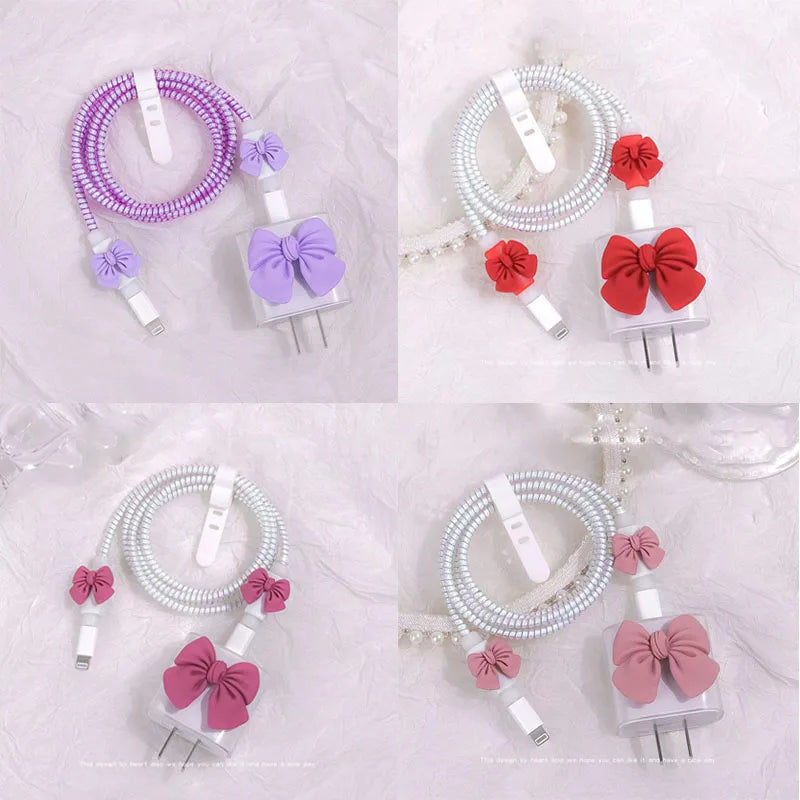 For iphone 20W US Charger Protection Cover Cute Cherry USB Cable Winder Protector Shell Case For Apple 12 13 11 Promax 14 Plus