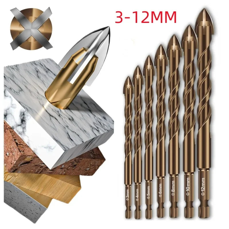 Masonry Concrete Drill Bits For Glass Ceramic Tile Brick Plastic Wood Mason Hard Alloy Wall Hole Opener Hex Shank 3mm To 12mm