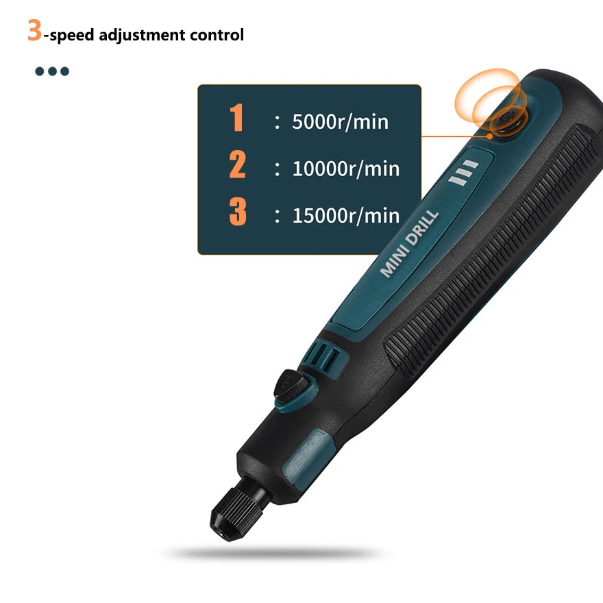 DONUMEH Cordless Electric Drill Grinder Dremel Rotary Tool Rechargeable Battery Woodworking Engraving 3 Speed Mini Engraver pen