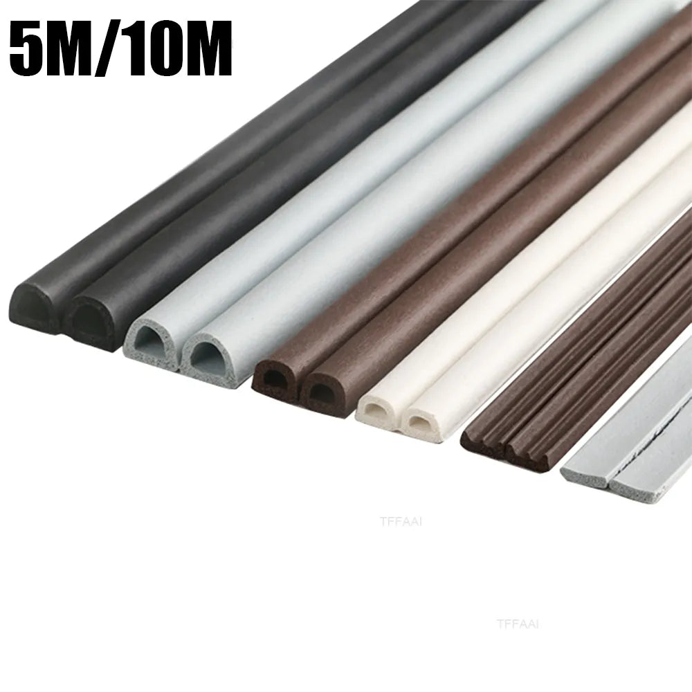 5M/10M Window Weather Strip DIEP Self-adhesive Acoustic Rubber Foam Seal Strip Tape Windproof Insulation Door Weatherstripping