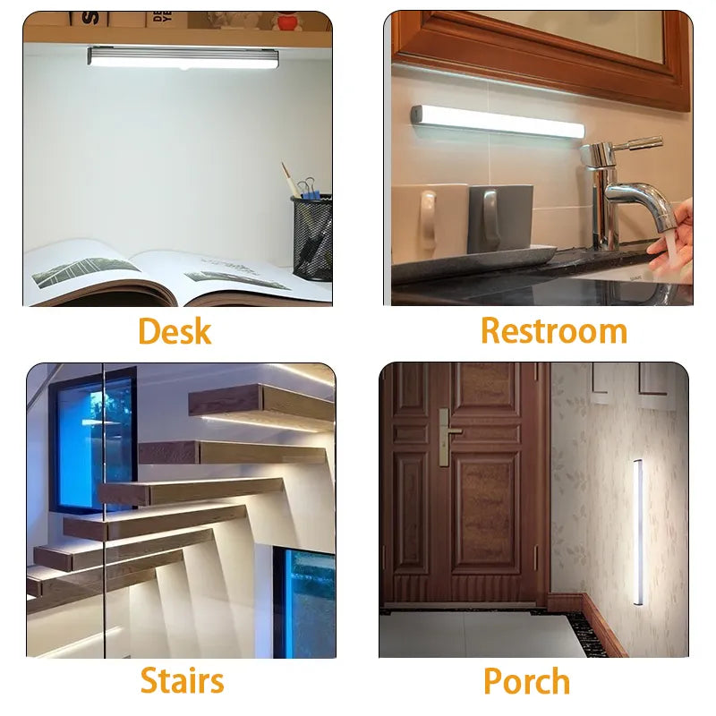 Motion Sensor Light Wireless LED Night Light Type C Rechargeable Light Cabinet Wardrobe Lamp Staircase Backlight For Kitchen LED