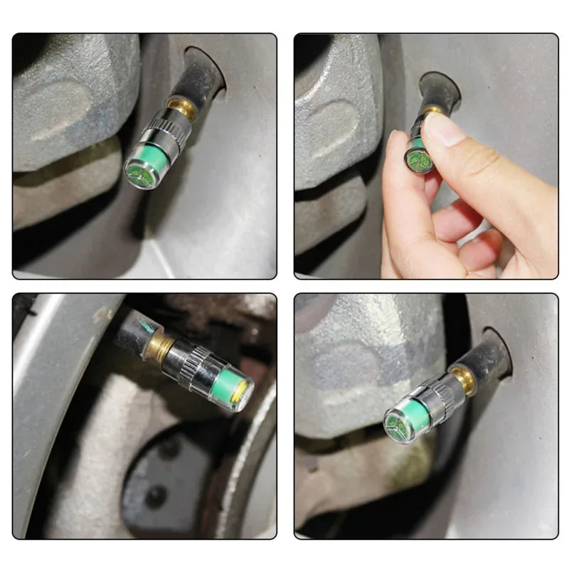 2/4pcs Car  Tire Pressure Indicator Tire Pressure Gauge Indicator Alert Monitoring Valve Cap Sensor External Valve Detection