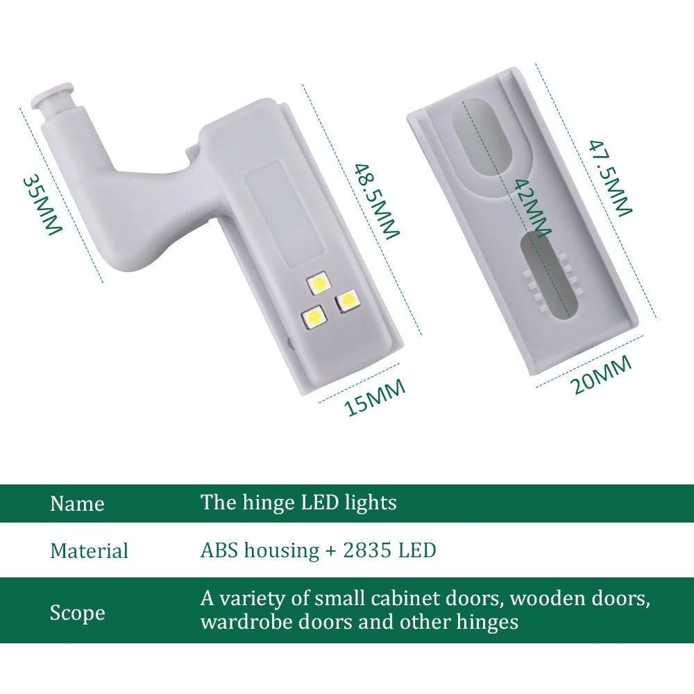 3LED Under Cabinet Light Inner Hinge Lamp Closet Light Lighting for Wardrobe Cupboard LED Night Light with free Battery