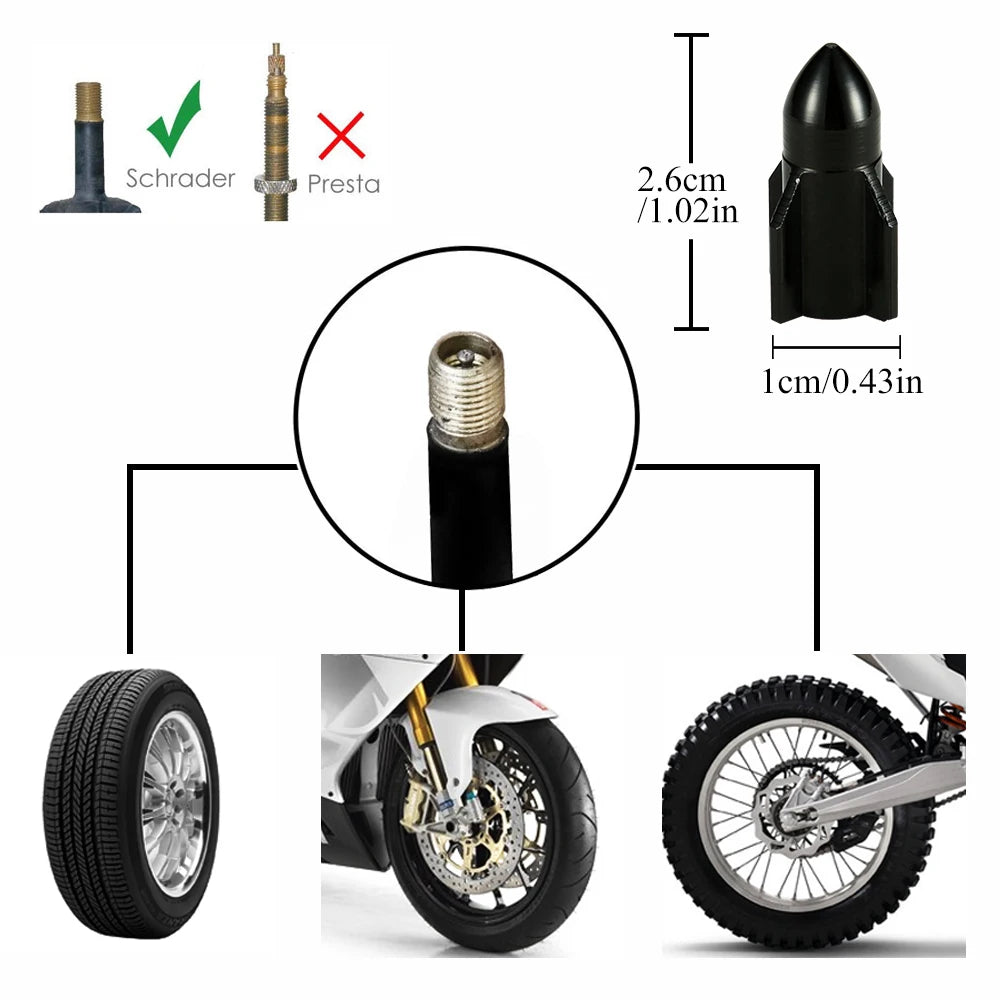 4pcs Car Tire Valve Cap Grenade Aluminum Tyre Valve Stem Cover Air Dust Cap Tire Valve Truck Bike Wheel Rim Valve Stem Cap