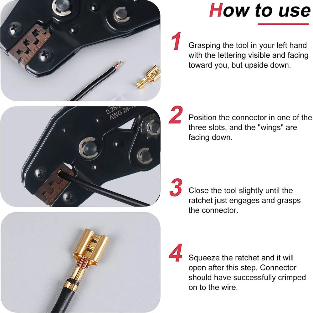 WOZOBUY SN-48B Pin Crimping Tools 2.8/4.8/6.3mm 22-13AWG Crimper 0.5-2.5 mm² for Car Terminals Sets Wire Electrical Hand Tools