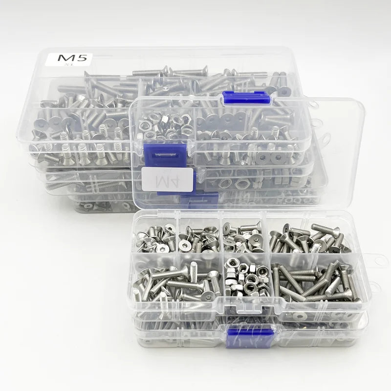 Allen Key Head Screw M2 M2.5 M3 M4 M5 M6 DIN7991 Stainless Steel 304 Hexagon Hex Socket Flat Countersunk Head Screw and Nut Set